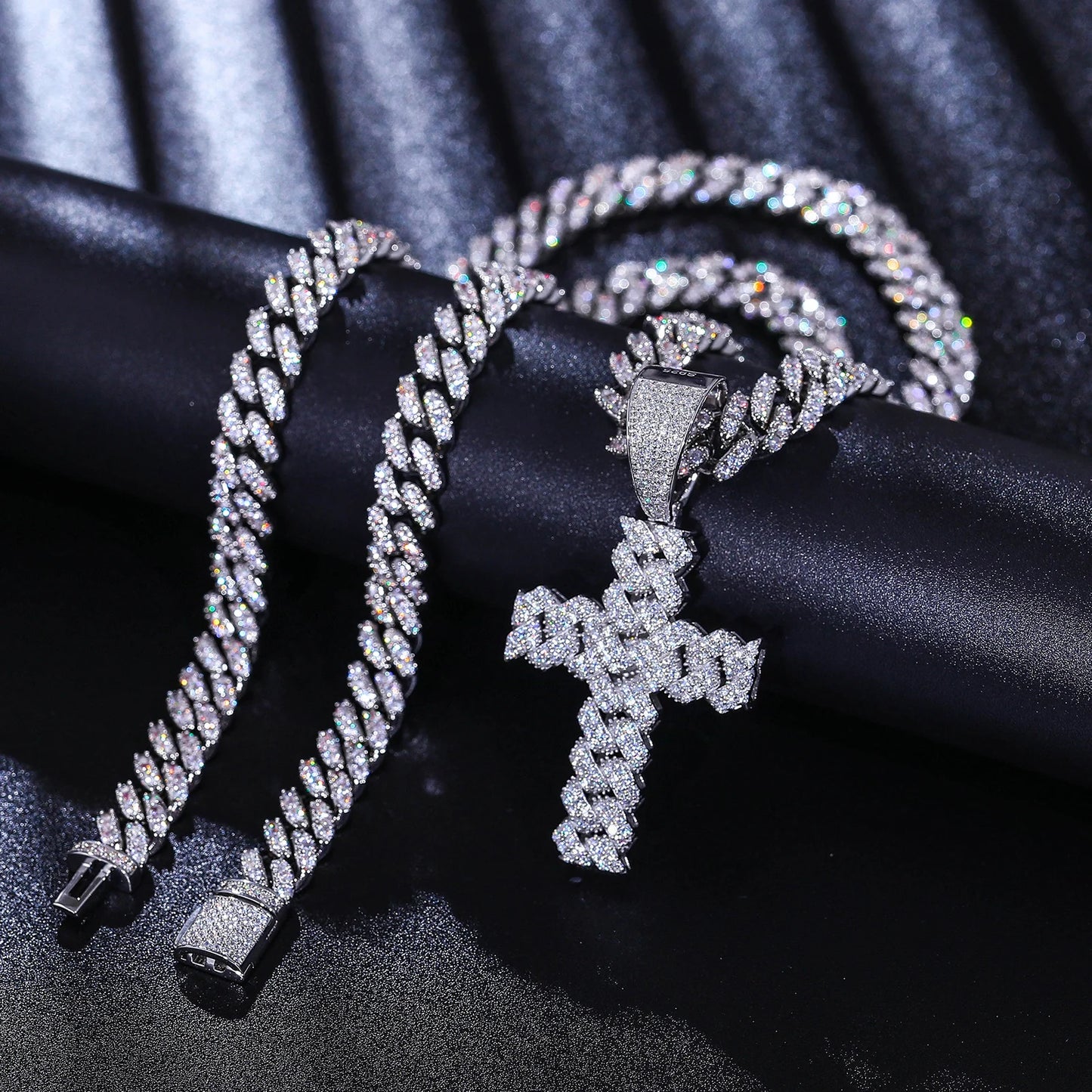 AVLON Signature Series — Moissanite Diamond S925 Cufflink Cross Pendent