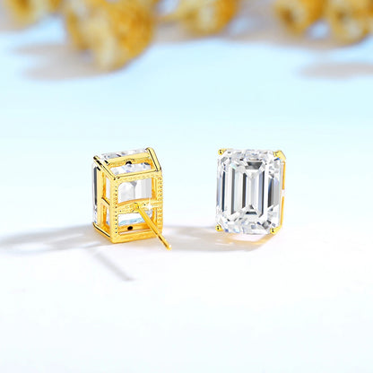 AVLON Signature Series — Aurora 14K Gold 1CT Emerald-Cut Moissanite Diamond Stud Earring Set