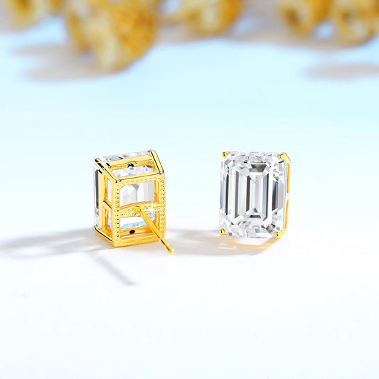 AVLON Signature Series — Aurora 14K Gold 1CT Emerald-Cut Moissanite Diamond Stud Earring Set