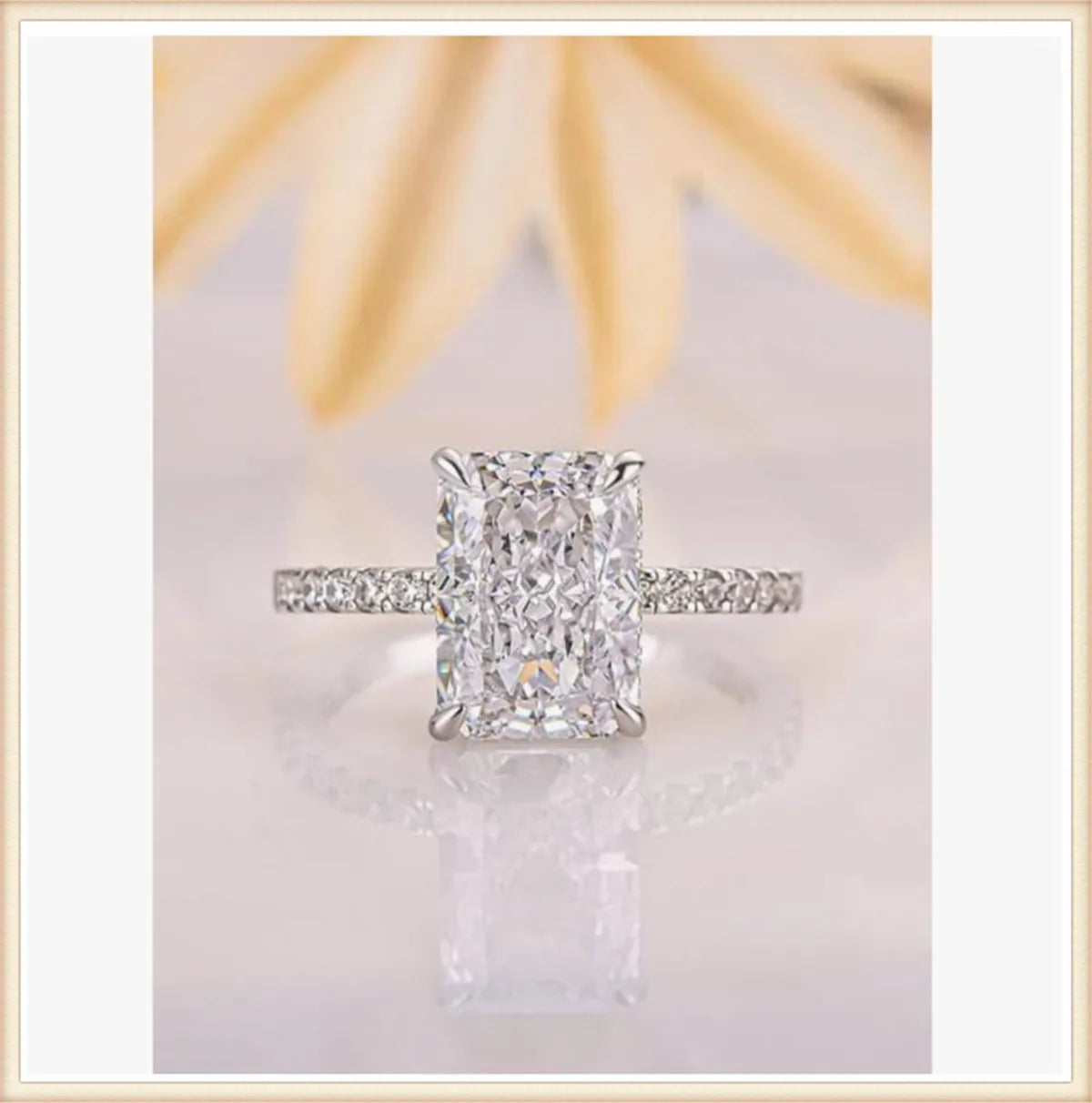 AVLON Signature Series — 4CT Radiant-Cut IGI Certified Diamond 18K Gold Engagement Ring