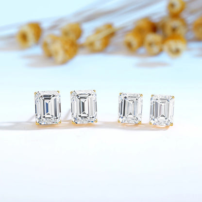 AVLON Signature Series — Aurora 14K Gold 1CT Emerald-Cut Moissanite Diamond Stud Earring Set