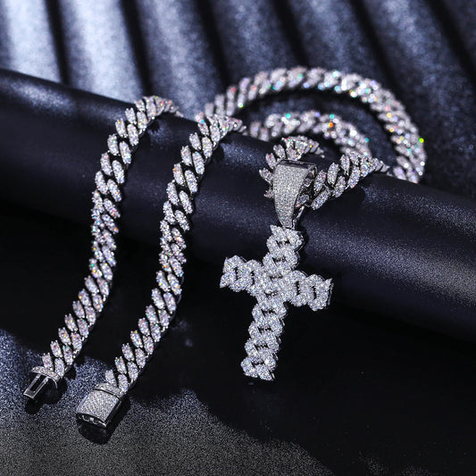 AVLON Signature Series — Moissanite Diamond S925 Cufflink Cross Pendent