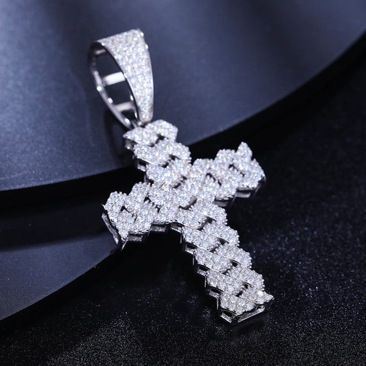 AVLON Signature Series — Moissanite Diamond S925 Cufflink Cross Pendent