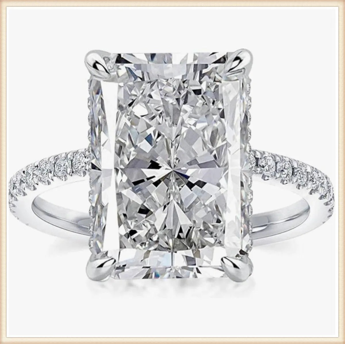 AVLON Signature Series — 4CT Radiant-Cut IGI Certified Diamond 18K Gold Engagement Ring