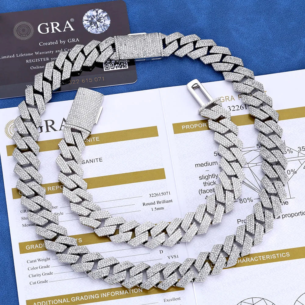AVLON Signature Series — Utopia Moissanite Diamond 15MM Cuban Link Chain (4 Rows)