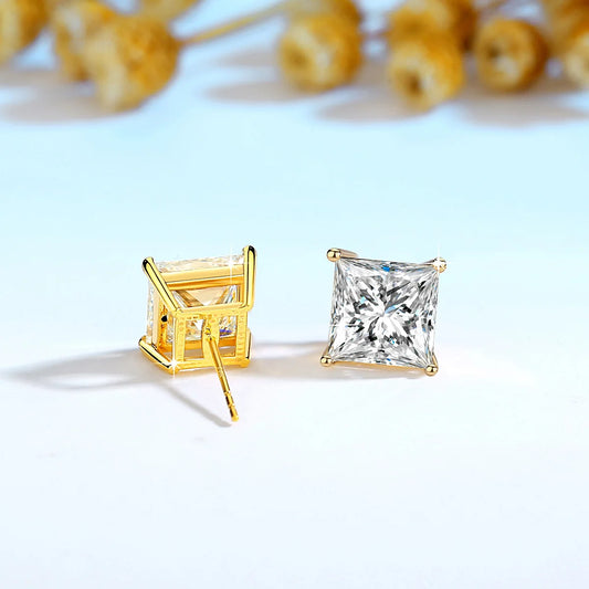 AVLON Signature Series — Aurora 14K Gold 1CT Princess -Cut Moissanite Diamond Stud Earring Set