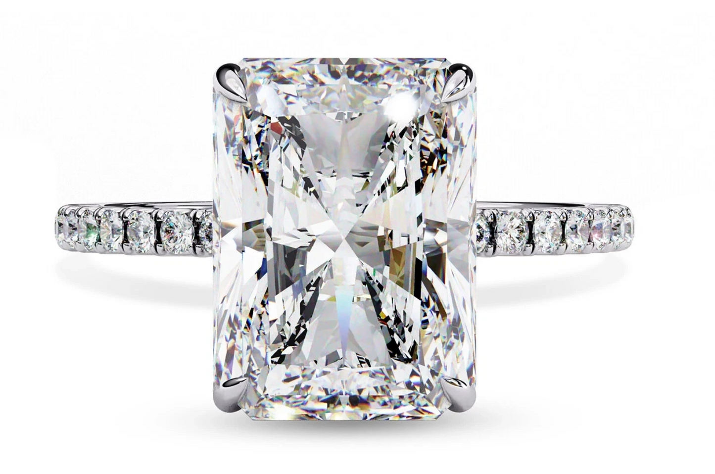 AVLON Signature Series — 4CT Radiant-Cut IGI Certified Diamond 18K Gold Engagement Ring