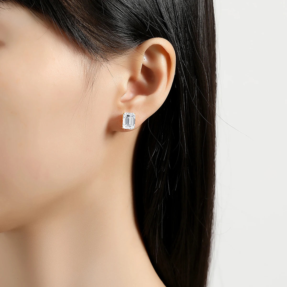 AVLON Signature Series — Aurora 14K Gold 1CT Emerald-Cut Moissanite Diamond Stud Earring Set