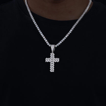 AVLON Signature Series — Moissanite Diamond S925 Cufflink Cross Pendent